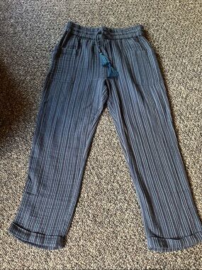 NEW Sundance Blue Striped Gauze 100% cotton Pants sz small